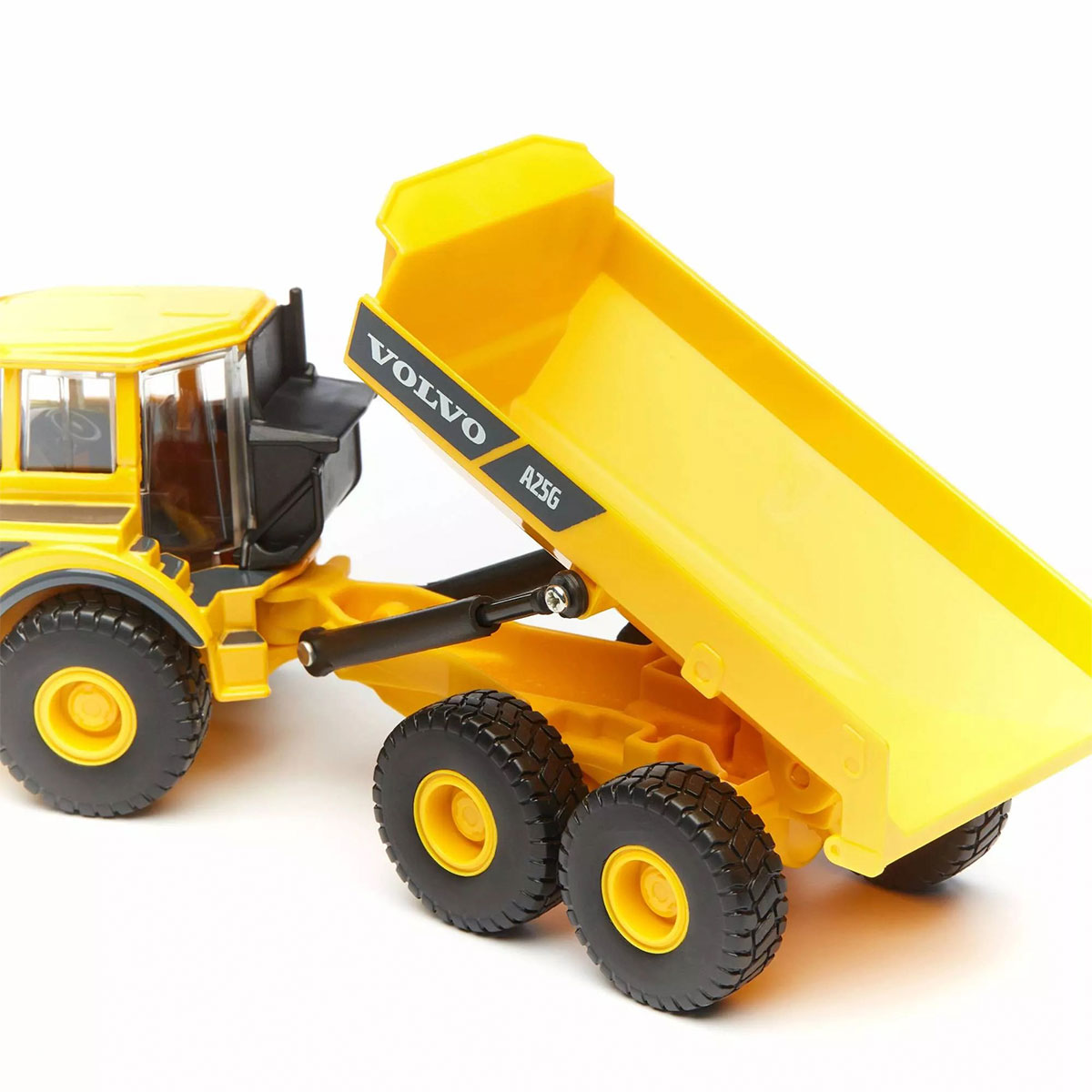 Автомодель Bburago Volvo A25G самоскид 1:50 металева жовто-чорна — превʼю 11