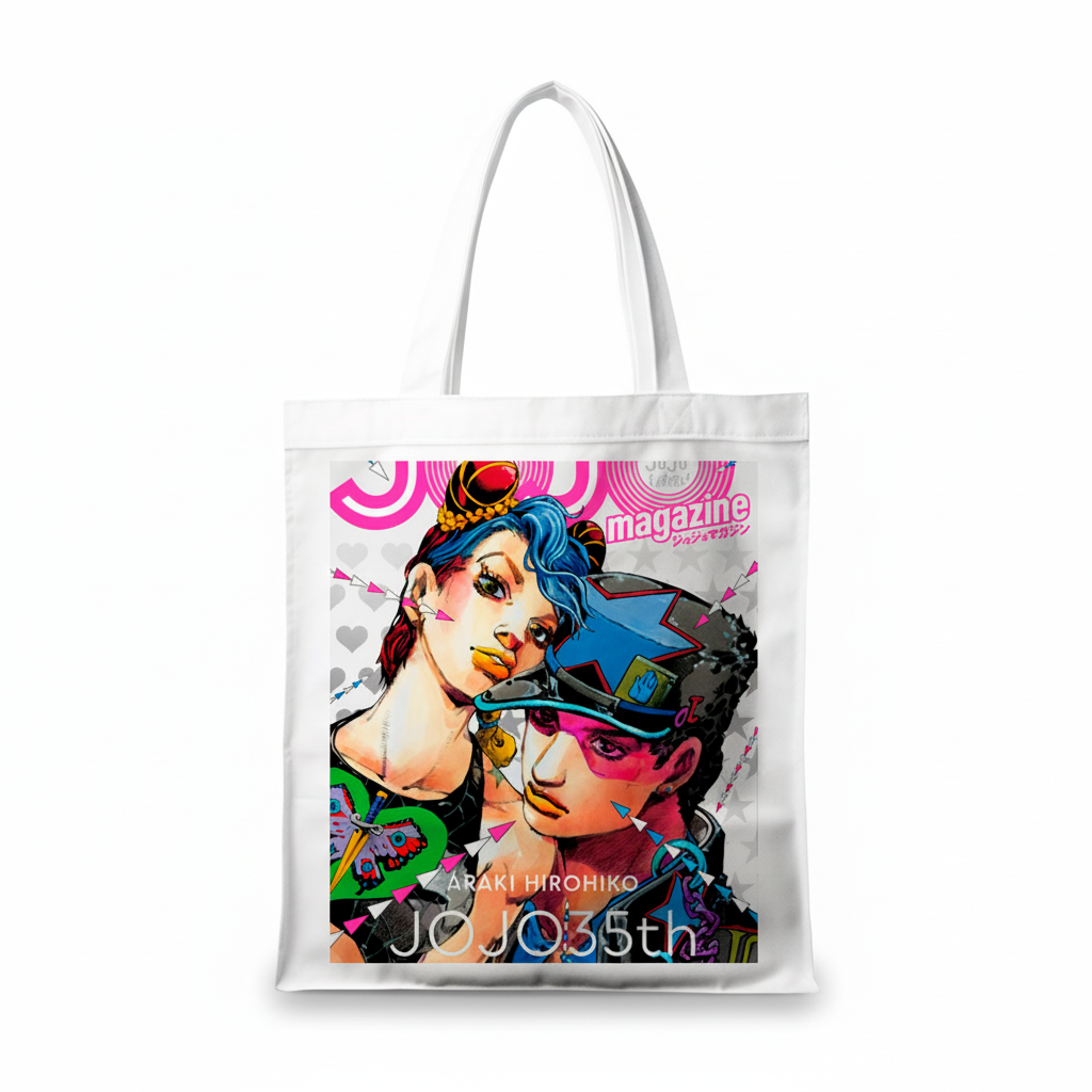 Сумка-шопер Неймовірні пригоди ДжоДжо JoJo s Bizarre Adventure 39x35 см біла з габардину 11864