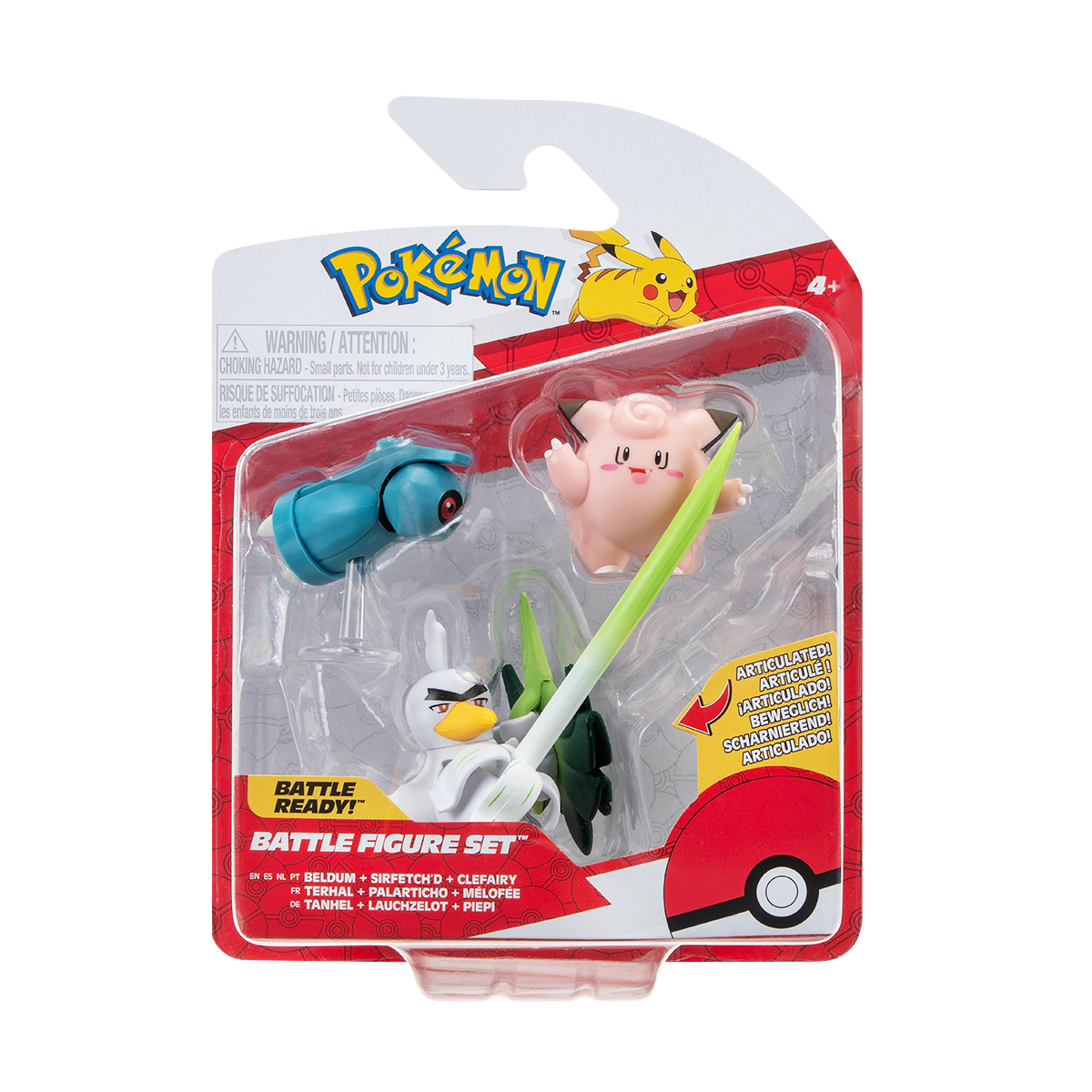 Набір ігрових фігурок Pokemon W18 - Клефейрі Белдум Сірфетч'д 3 шт