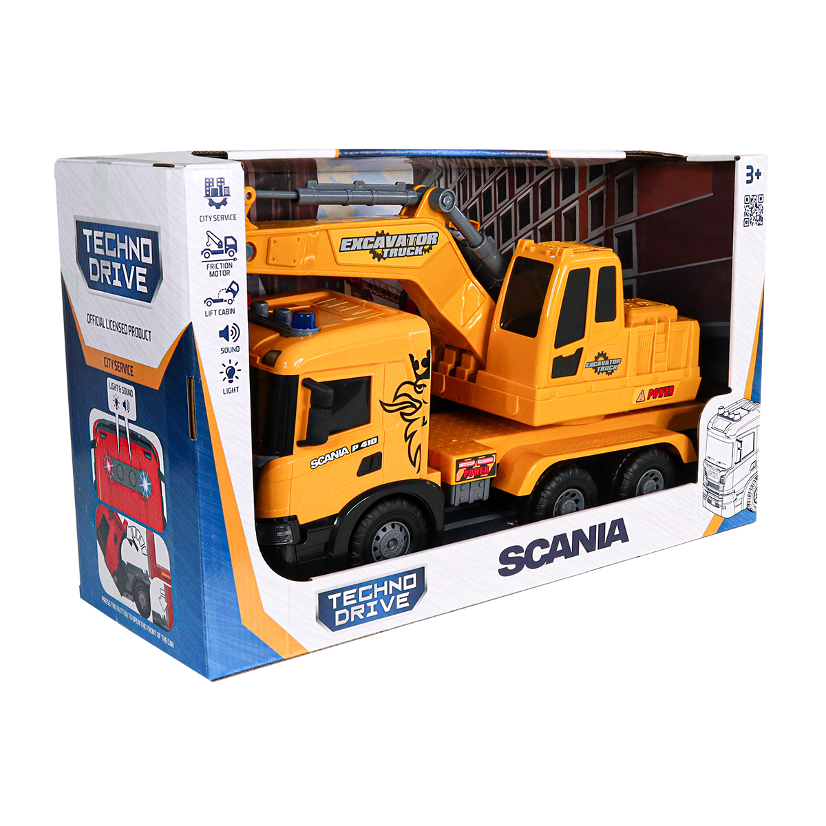 Екскаватор Scania TechnoDrive Super Big Truck 55 см зі світлом та звуком — превʼю 4