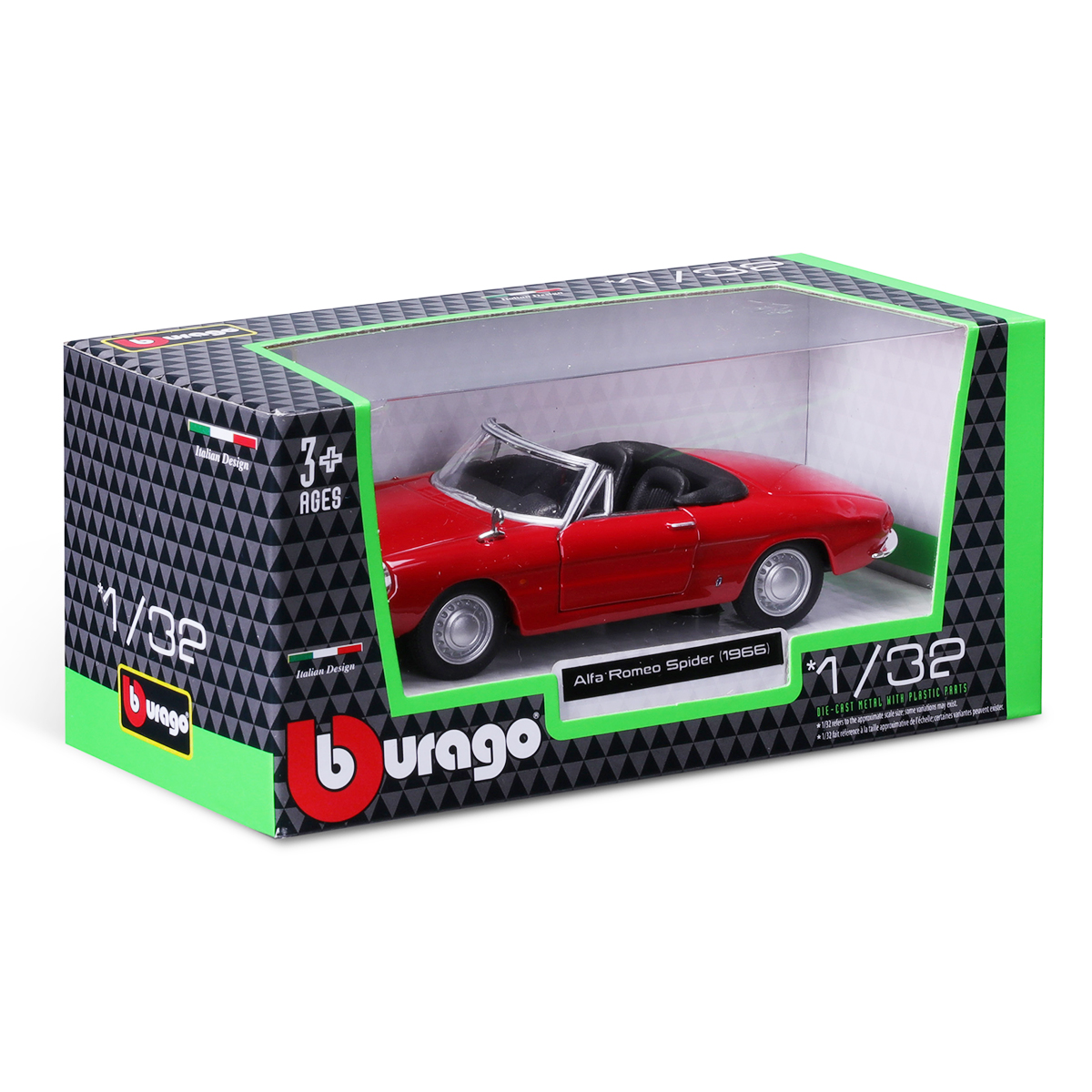 Автомодель Bburago Alfa Romeo Spider 1966 червона 1:32 — превʼю 8