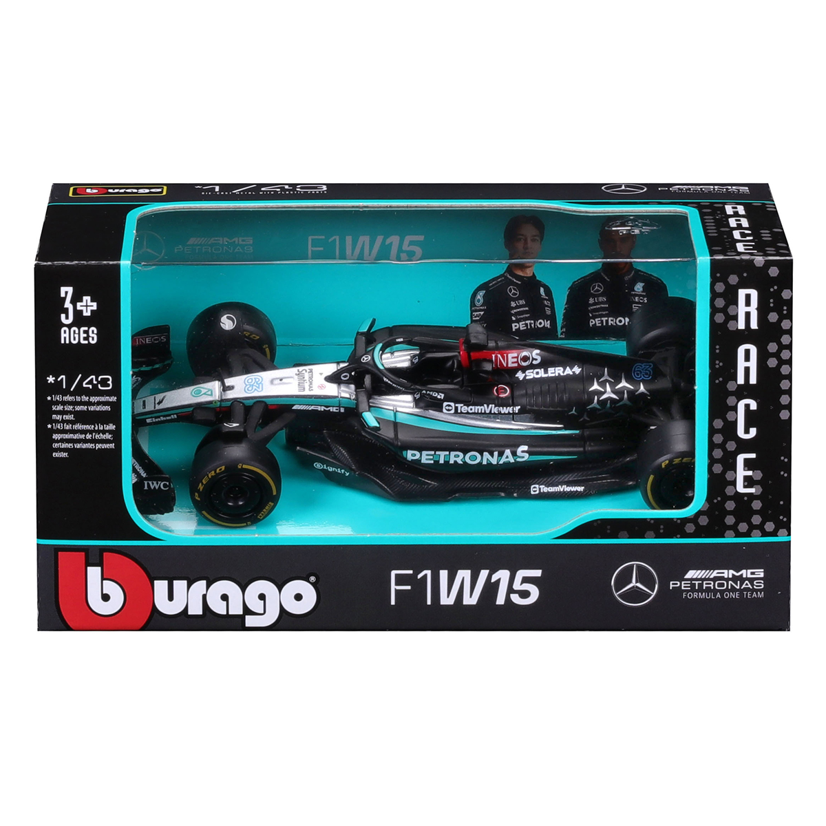 Колекційна модель Bburago Mercedes-AMG F1 W15 Performance 2024 1:43 — превʼю 3