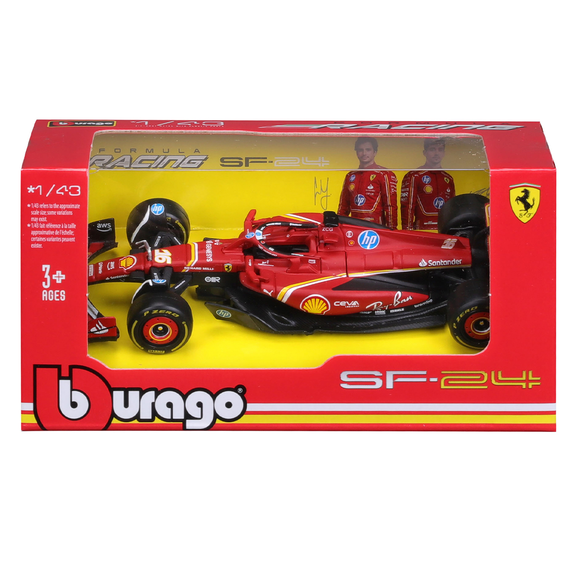 Автомодель Ferrari SF-24 Racing Bburago 1:43 Червона — превʼю 7