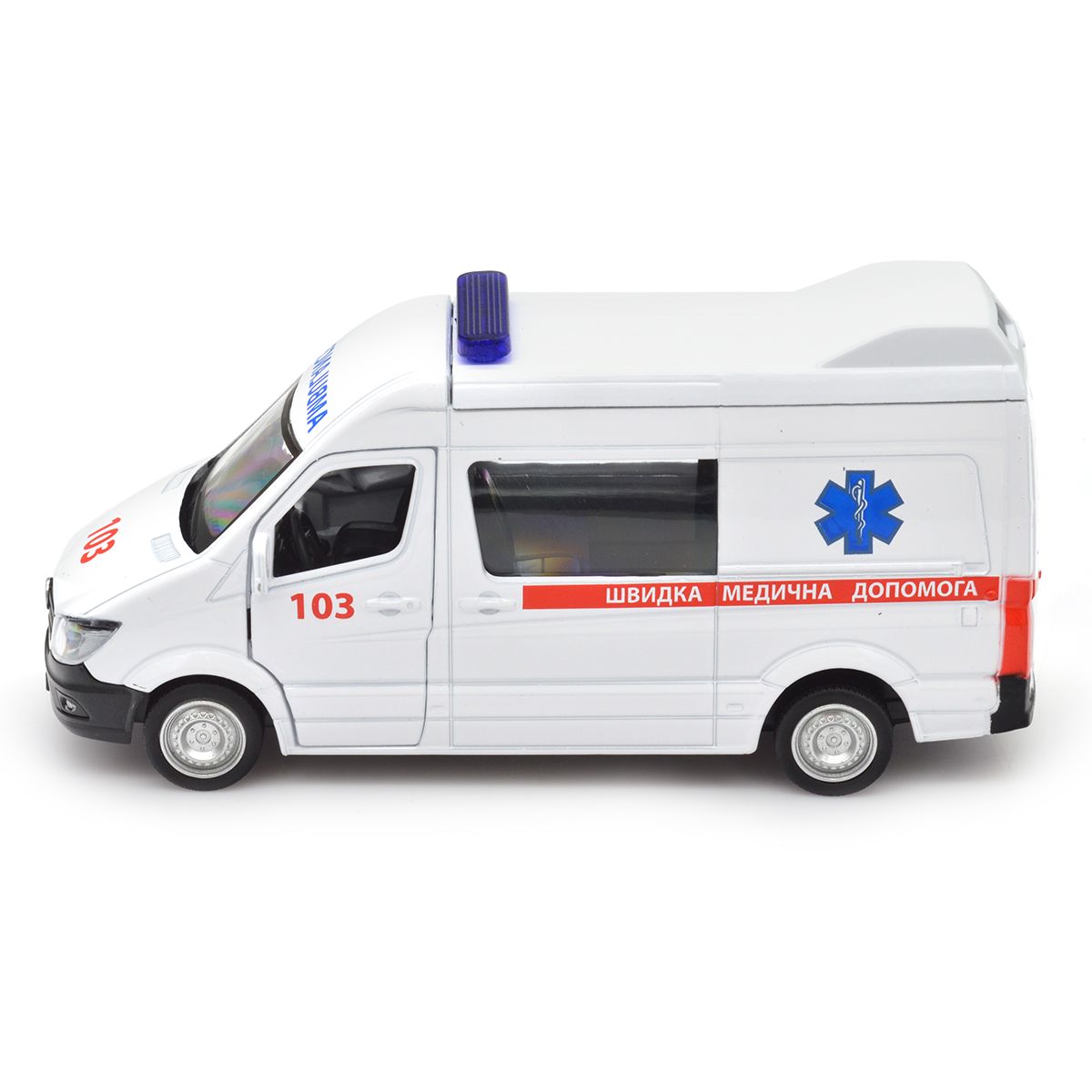 Автомодель TechnoDrive Mercedes-Benz Sprinter Швидка допомога 1:32 металева — превʼю 4