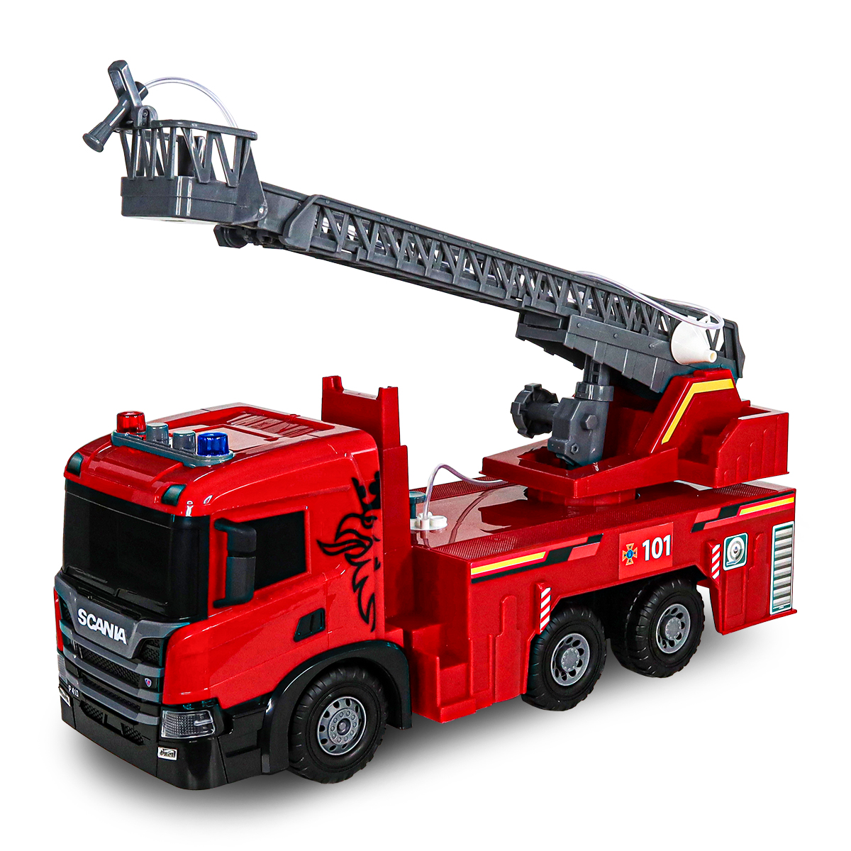 Пожежна машина Techno Drive Super Big Truck Scania 51,5 см зі світлом та звуком — превʼю 1