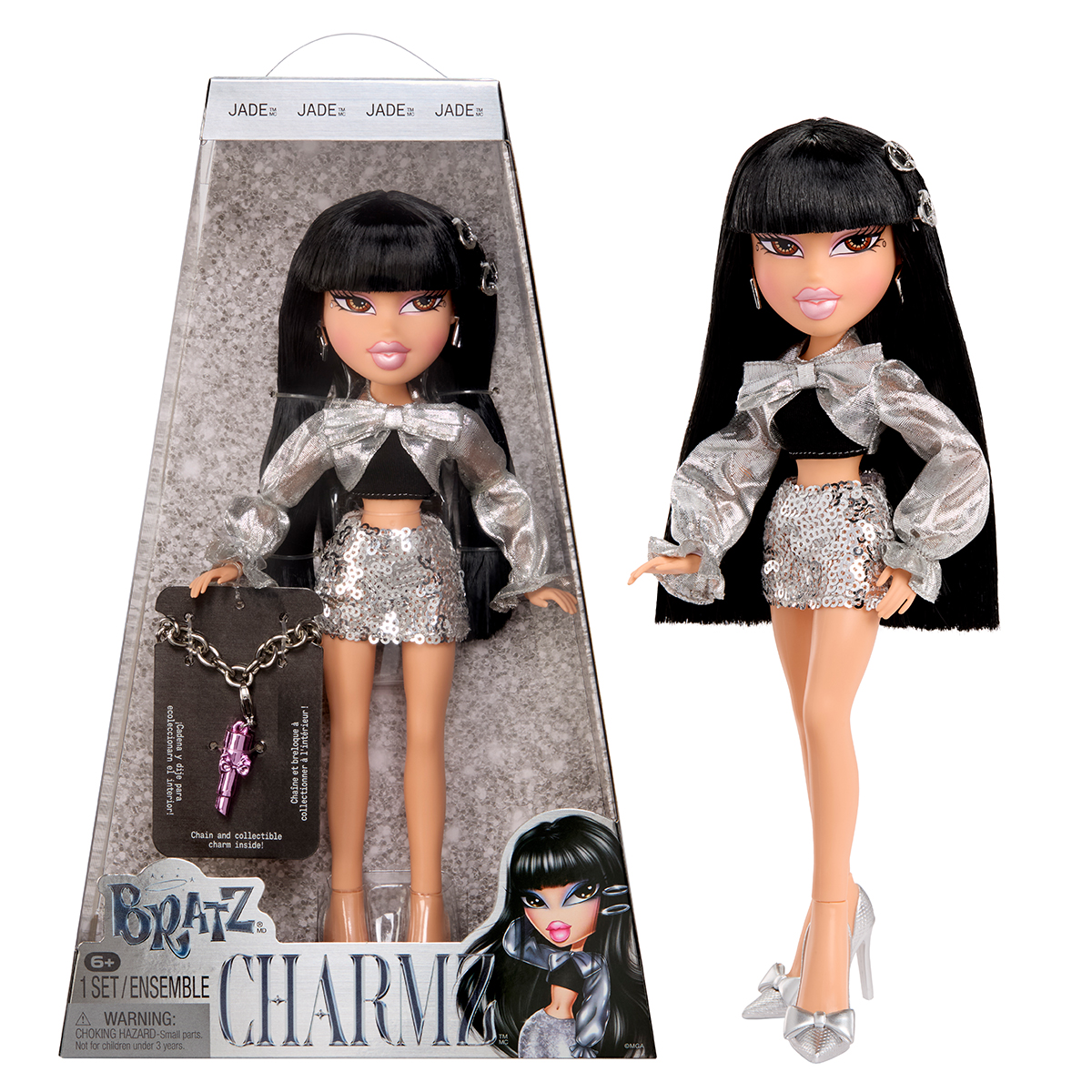 Ігровий набір лялька Bratz Charmz Джейд з аксесуарами 25 см Чорний-Срібний