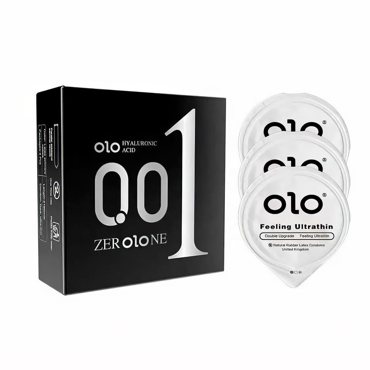 Гладкі презервативи ультратонкі Olo Feelihg Ultrathin 0,01мм подвійна змазка M 51-54 мм 3 шт