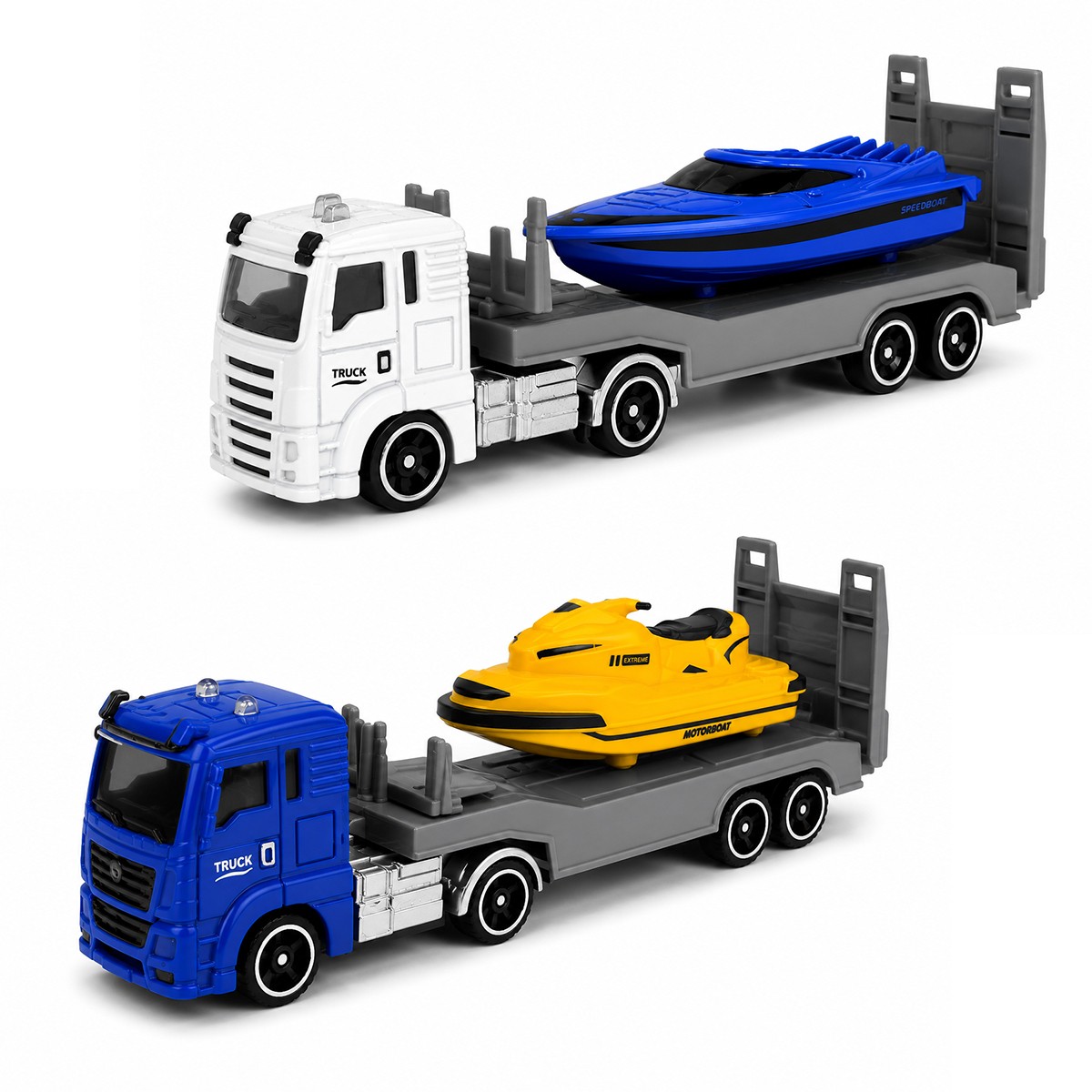 Вантажівка з моторним човном Techno Drive масштаб 1:64 металева