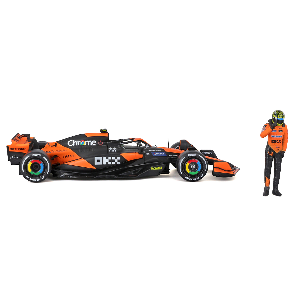 Автомодель Bburago McLaren MCL38 1:24 з фігуркою гонщика — превʼю 7