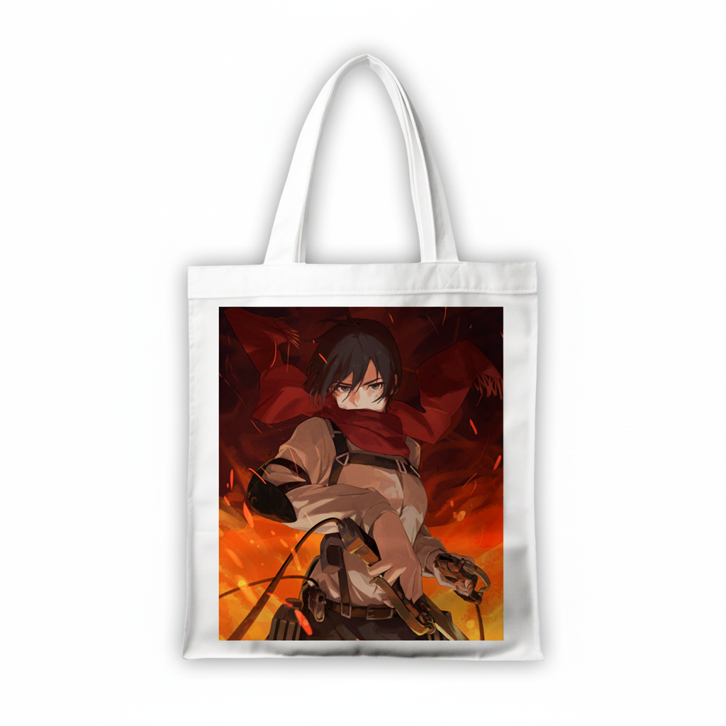 Сумка-шопер Атака титанів Attack on Titan Мікаса Акерман 39x35 см біла з габардину 11405