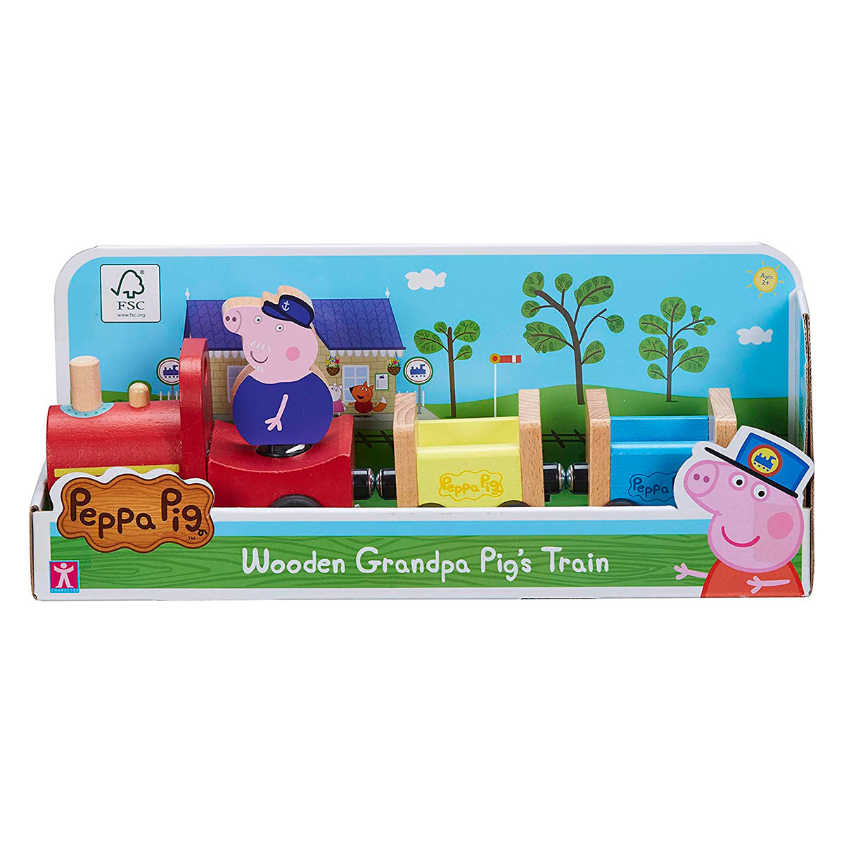 Дерев'яний ігровий набір Паровозик дідуся Пеппи Peppa Pig 27,5x8x10 см Різнокольоровий — превʼю 4