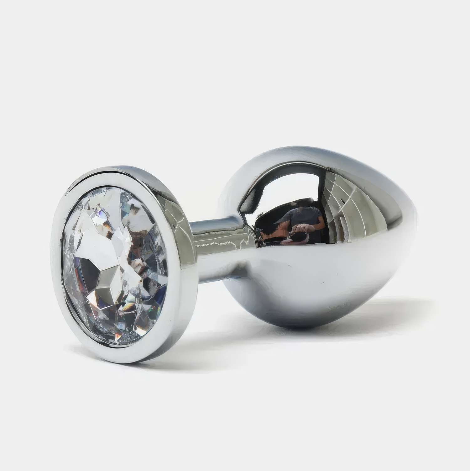 Сталева анальна пробка Buttplug з кристалом 6,4x2,3 см Сріблястий
