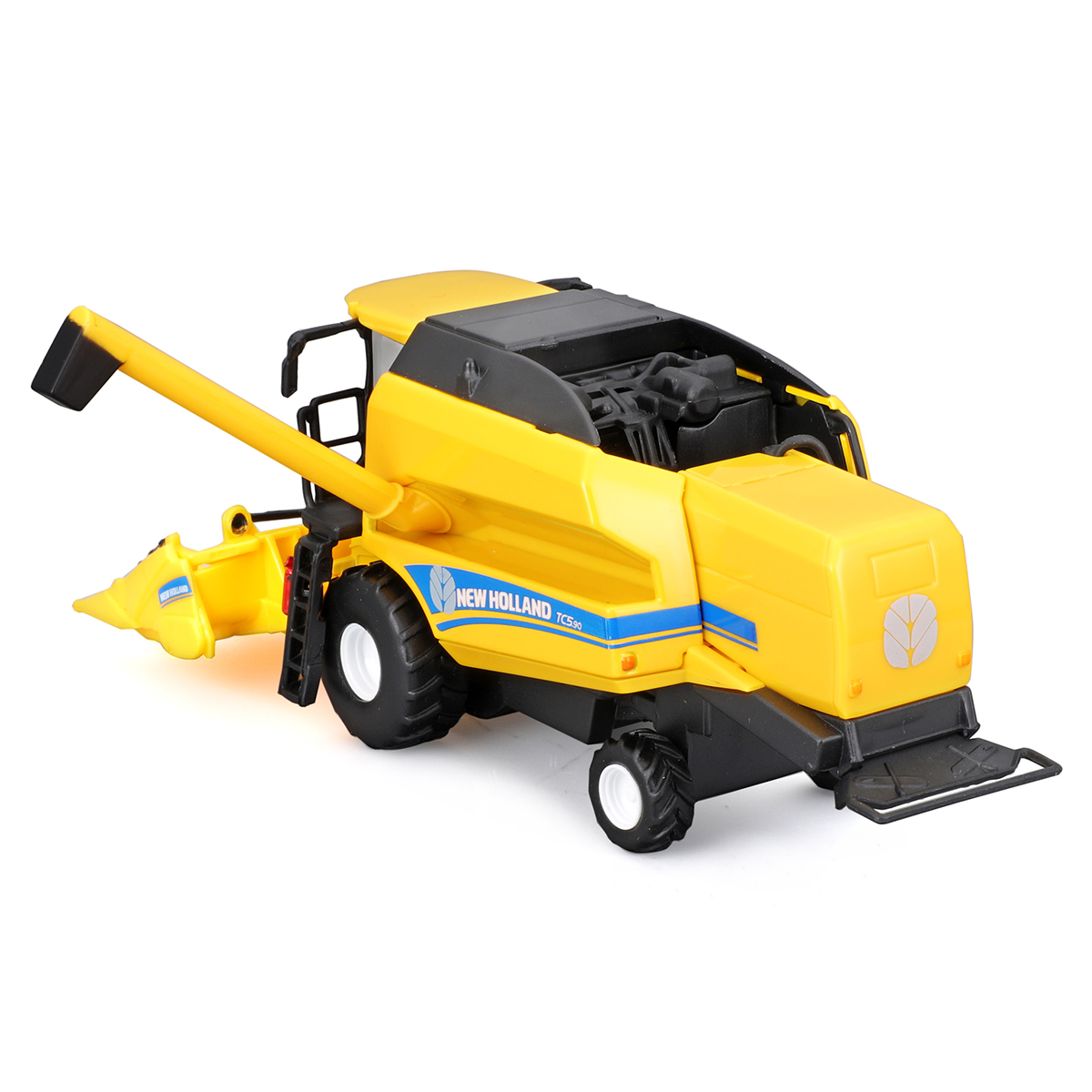 Автомодель Bburago New Holland TC5.90 зернозбиральний комбайн з жаткою 18 см Жовто-чорний — превʼю 3