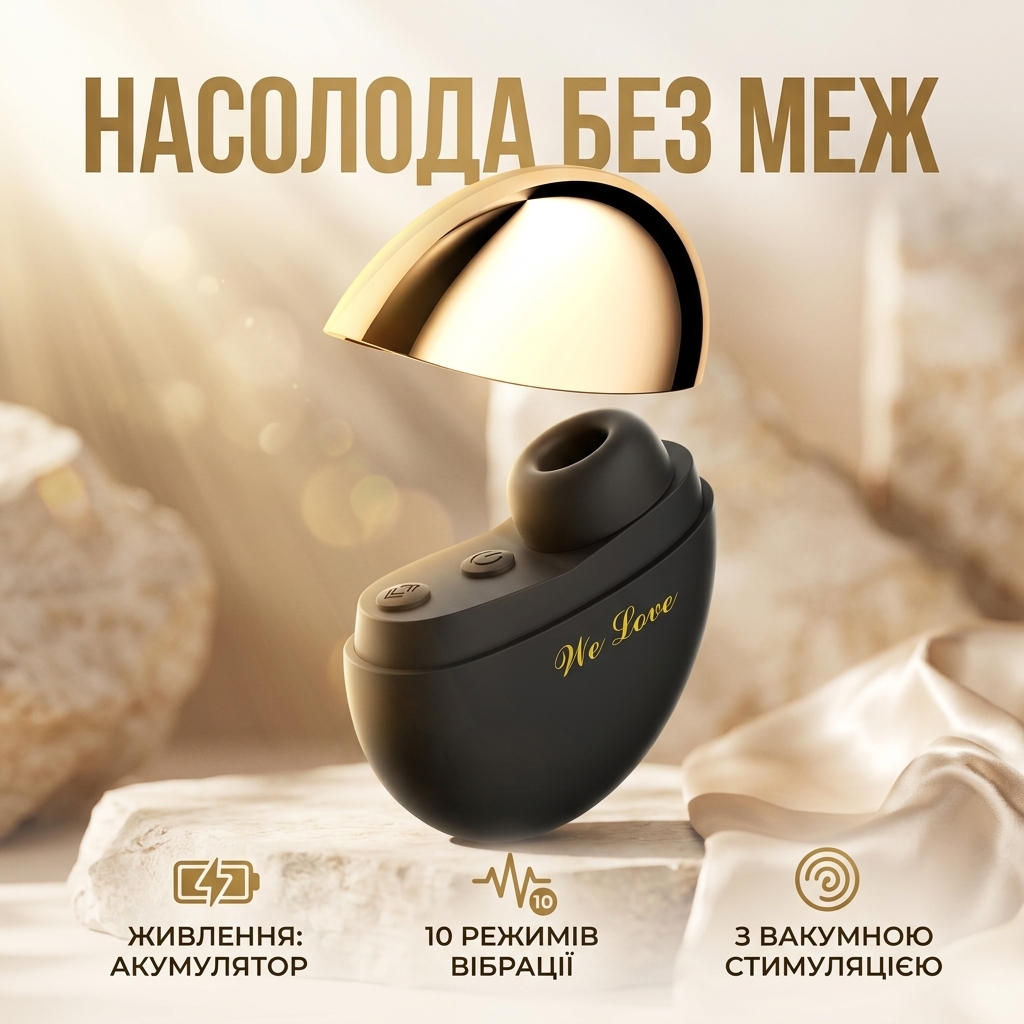 Стимулятор клітора вакуумно-хвильовий Portable Sucker жіночий 10 режимів Чорний