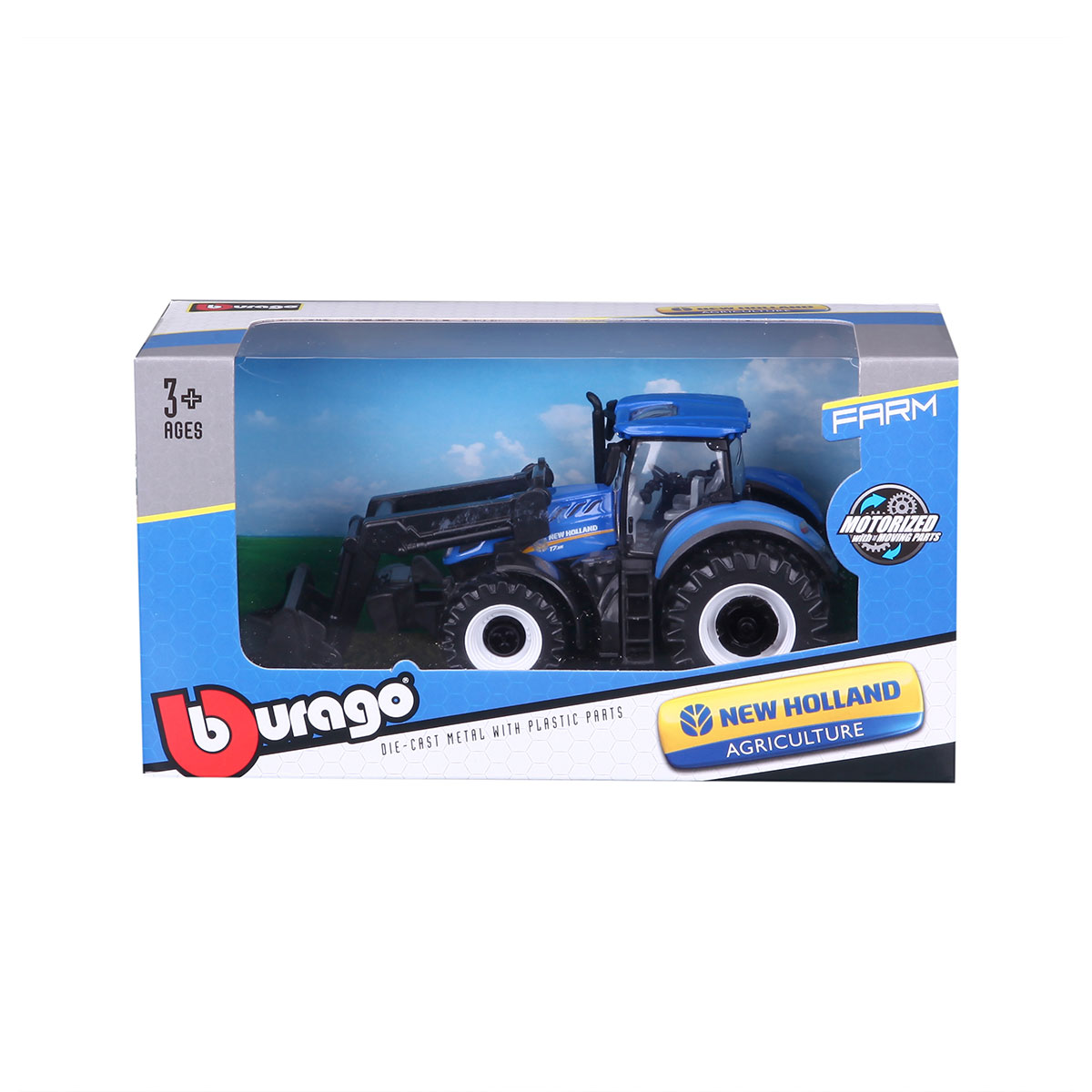 Трактор Bburago New Holland T7.315 з фронтальним навантажувачем 1:32 Синій — превʼю 6