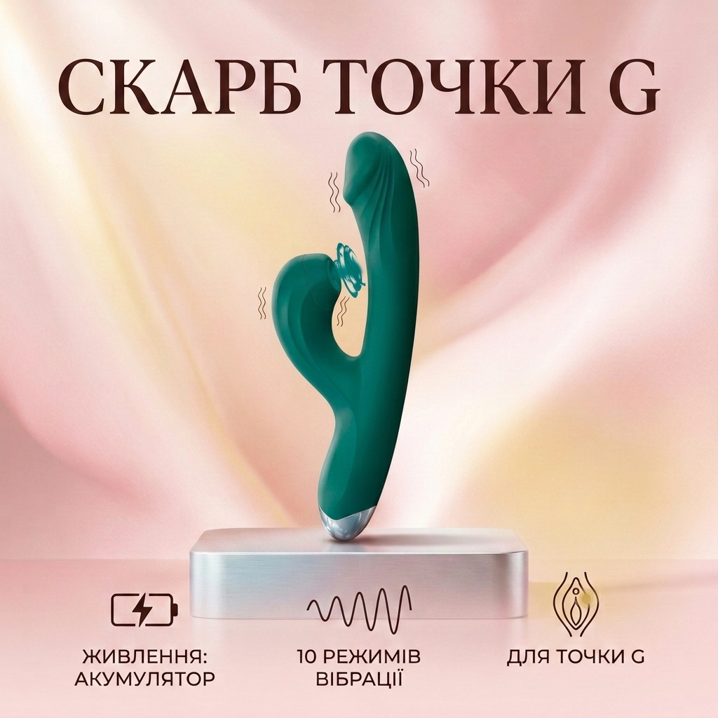 Вібратор для точки G водонепроникний силіконовий 20.7x3.3 см Зелений