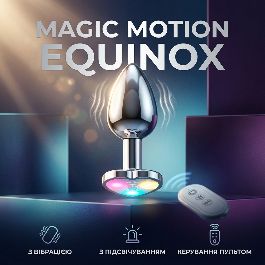 Анальна пробка вібраційна з підсвічуванням Magic Motion Equinox 8,2 см Срібний