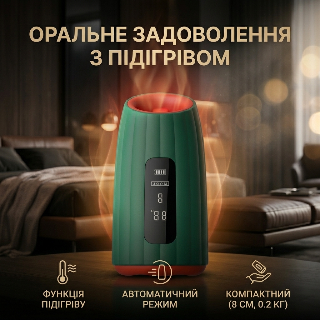 Автоматичний мастурбатор оральний з підігрівом Satisfyer Lover 8 см Зелений
