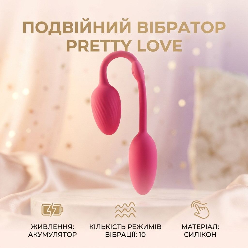 Подвійний вібратор для жінок Pretty Love Double Egg водонепроникний Рожевий